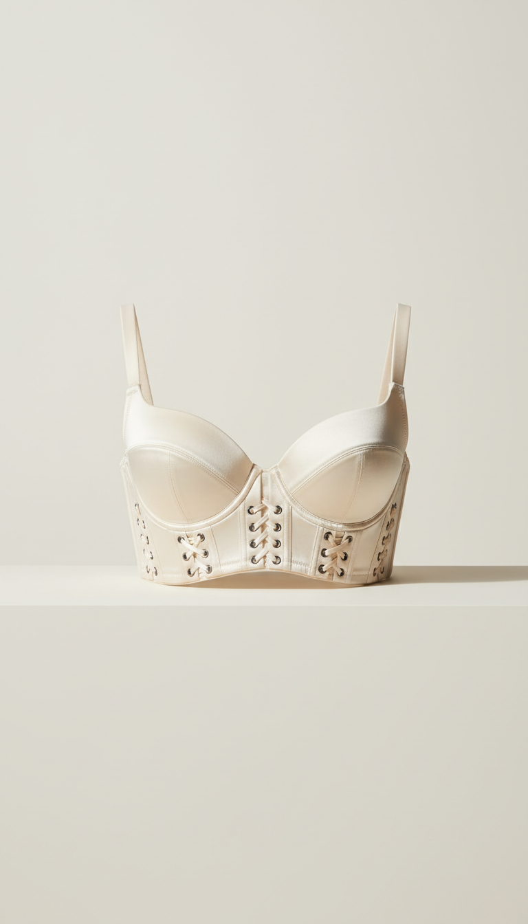 Ivory silk corset push-up bra