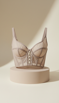 Soft taupe mesh corset bra
