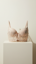 Champagne beige lace-up push-up bra