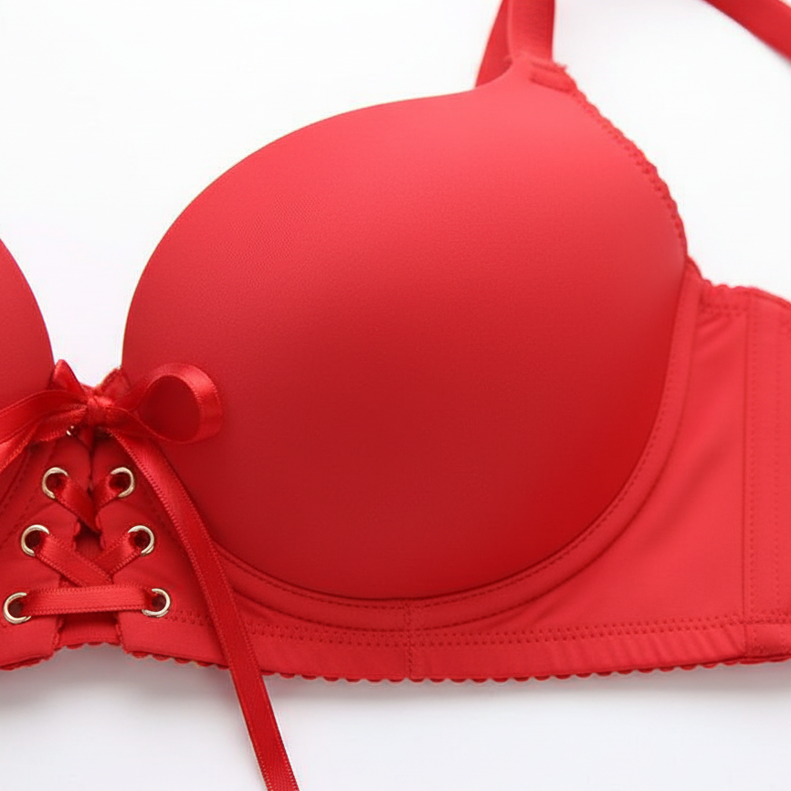 Beige Corset Bra - Red Recolour
