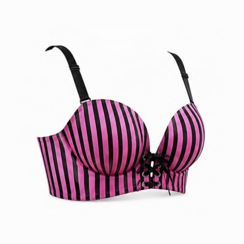 Pink Stripes Corset Bra