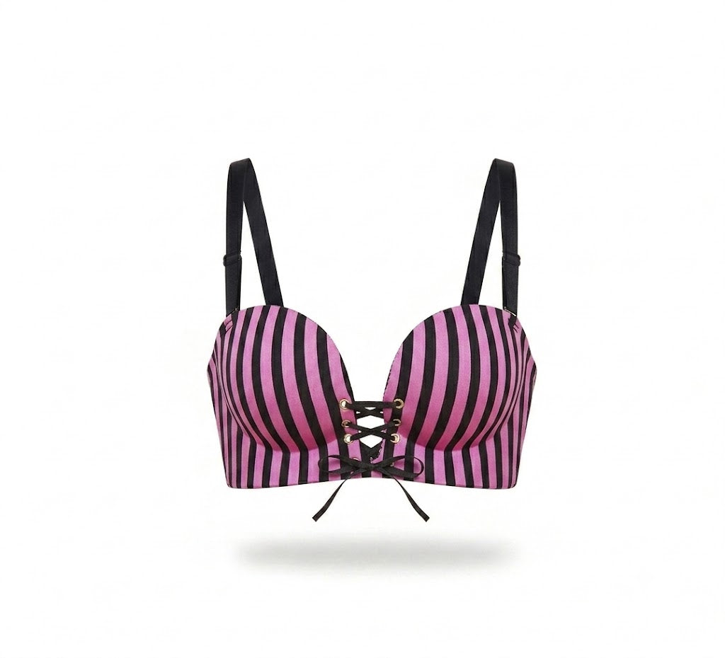 Pink Stripes Corset Bra